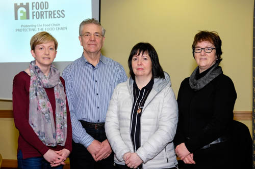 Visitors to the Food Fortress Members Meeting in Armagh included from left: Alison Wray, Capper Trading; Andrew Hyde, Hyde Feeds; Sandra Bell, John Bell and Ann Cromie, South Down Feeds. Photograph: Columba O'Hare